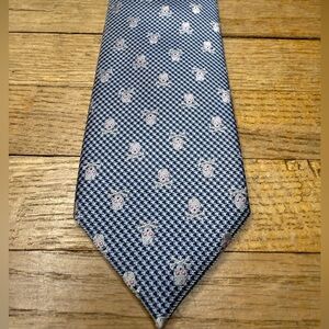 English Laundry Skull Silk Tie Blue Houndstooth Pink Skull Pattern